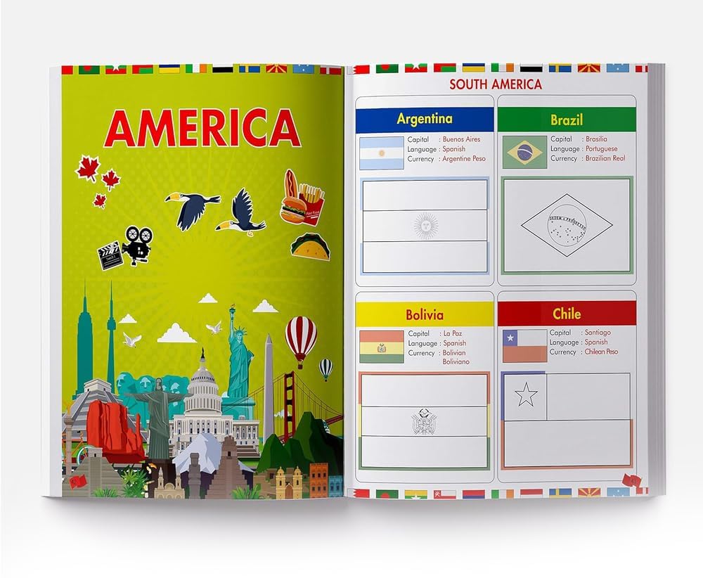 Flags of the World - Sticker Coloring Activity Book For Children