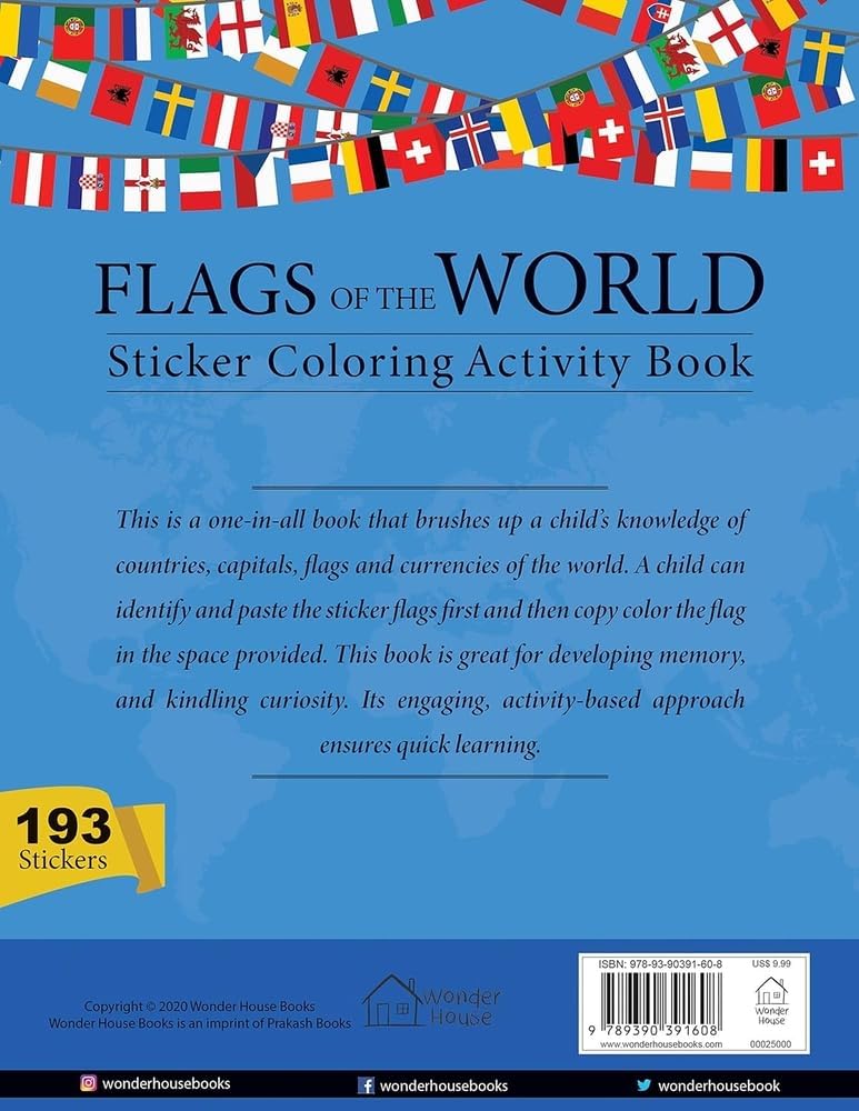 Flags of the World - Sticker Coloring Activity Book For Children