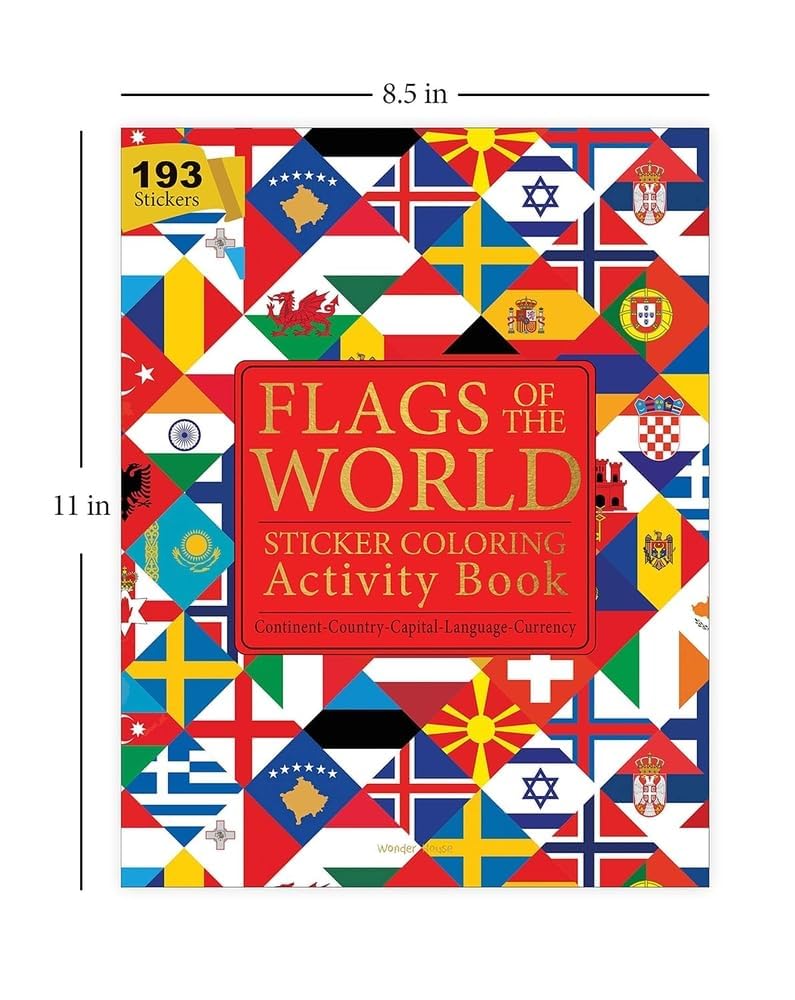 Flags of the World - Sticker Coloring Activity Book For Children