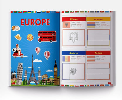 Flags of the World - Sticker Coloring Activity Book For Children